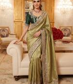 wedding wear pure kanjivarm silk blend heavy embroidery work saree