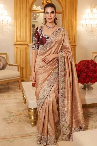 wedding wear pure kanjivarm silk blend heavy embroidery work saree