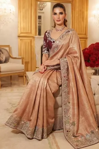 wedding wear pure kanjivarm silk blend heavy embroidery work saree