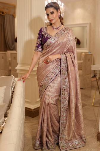 wedding wear pure kanjivarm silk blend heavy embroidery work saree