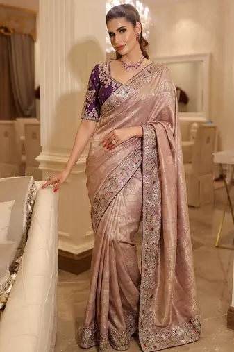 wedding wear pure kanjivarm silk blend heavy embroidery work saree