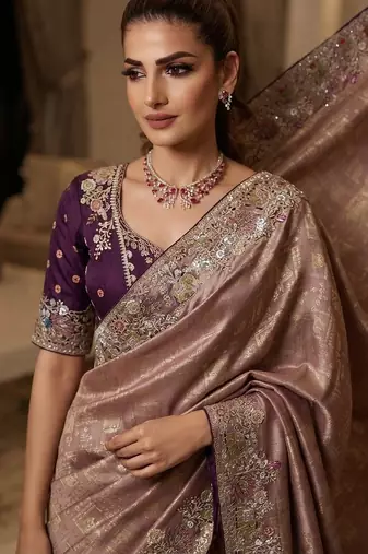 wedding wear pure kanjivarm silk blend heavy embroidery work saree