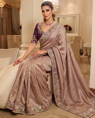 wedding wear pure kanjivarm silk blend heavy embroidery work saree 3