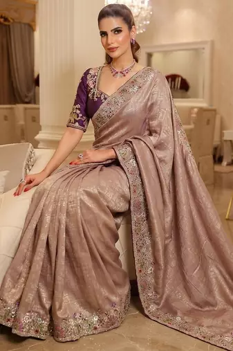 wedding wear pure kanjivarm silk blend heavy embroidery work saree