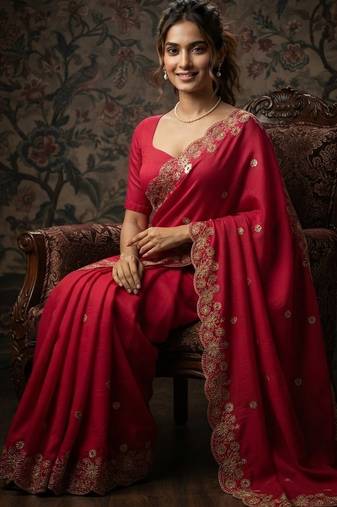 party wear soft satin chiffon saree