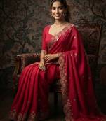 party wear soft satin chiffon saree