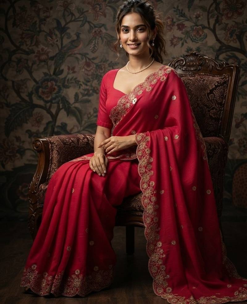 party wear soft satin chiffon saree