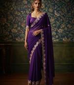party wear soft satin chiffon saree