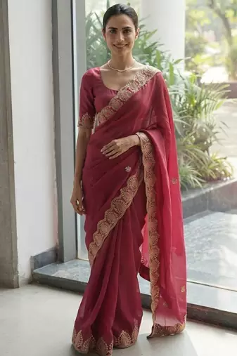 party wear saree with blouse