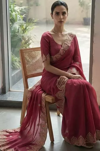 party wear saree with blouse