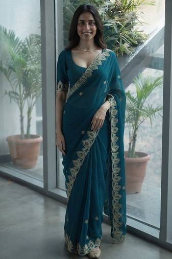 party wear saree with blouse
