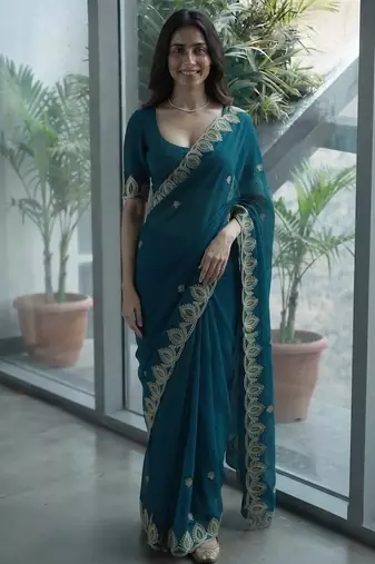 party wear saree with blouse