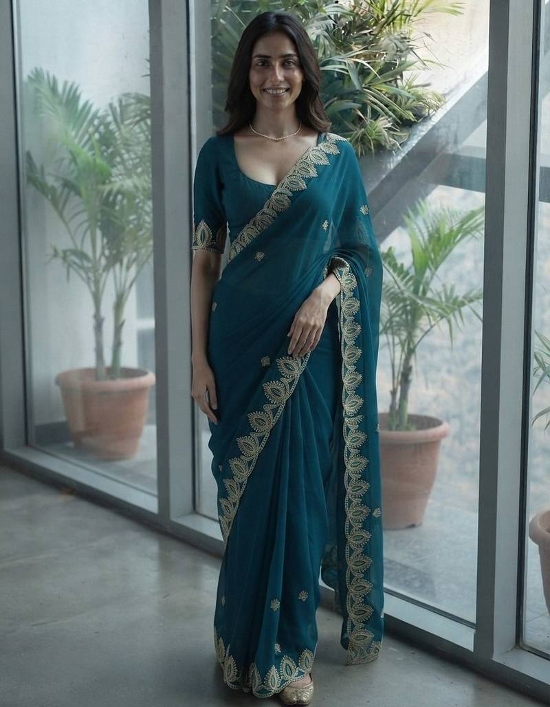 party wear saree with blouse