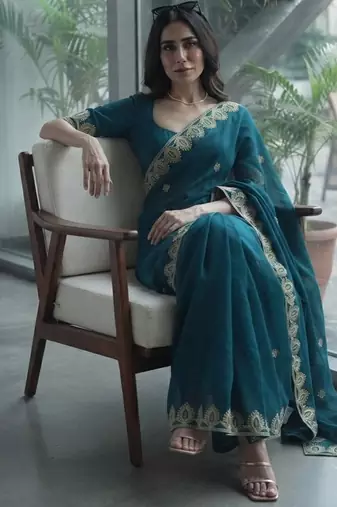 party wear saree with blouse