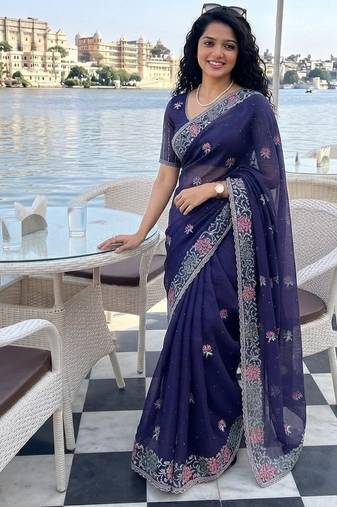party wear soft fendy chiffon saree