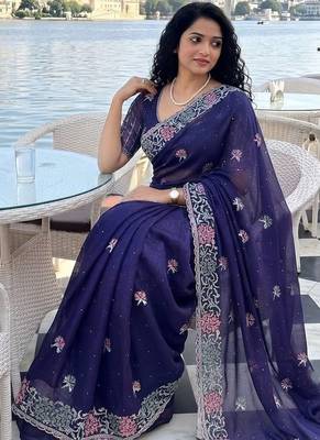 party wear soft fendy chiffon saree 2