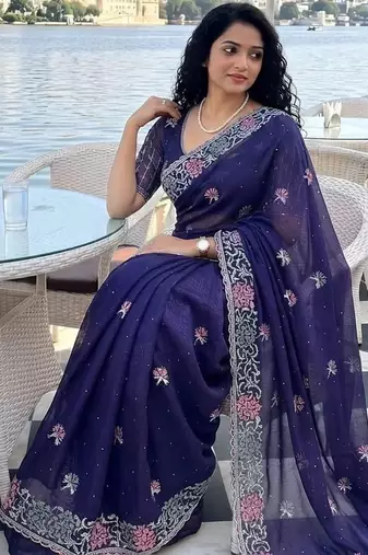 party wear soft fendy chiffon saree
