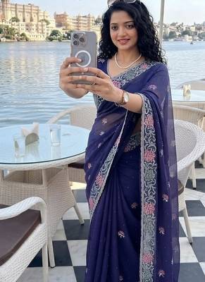 party wear soft fendy chiffon saree 3