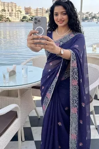 party wear soft fendy chiffon saree