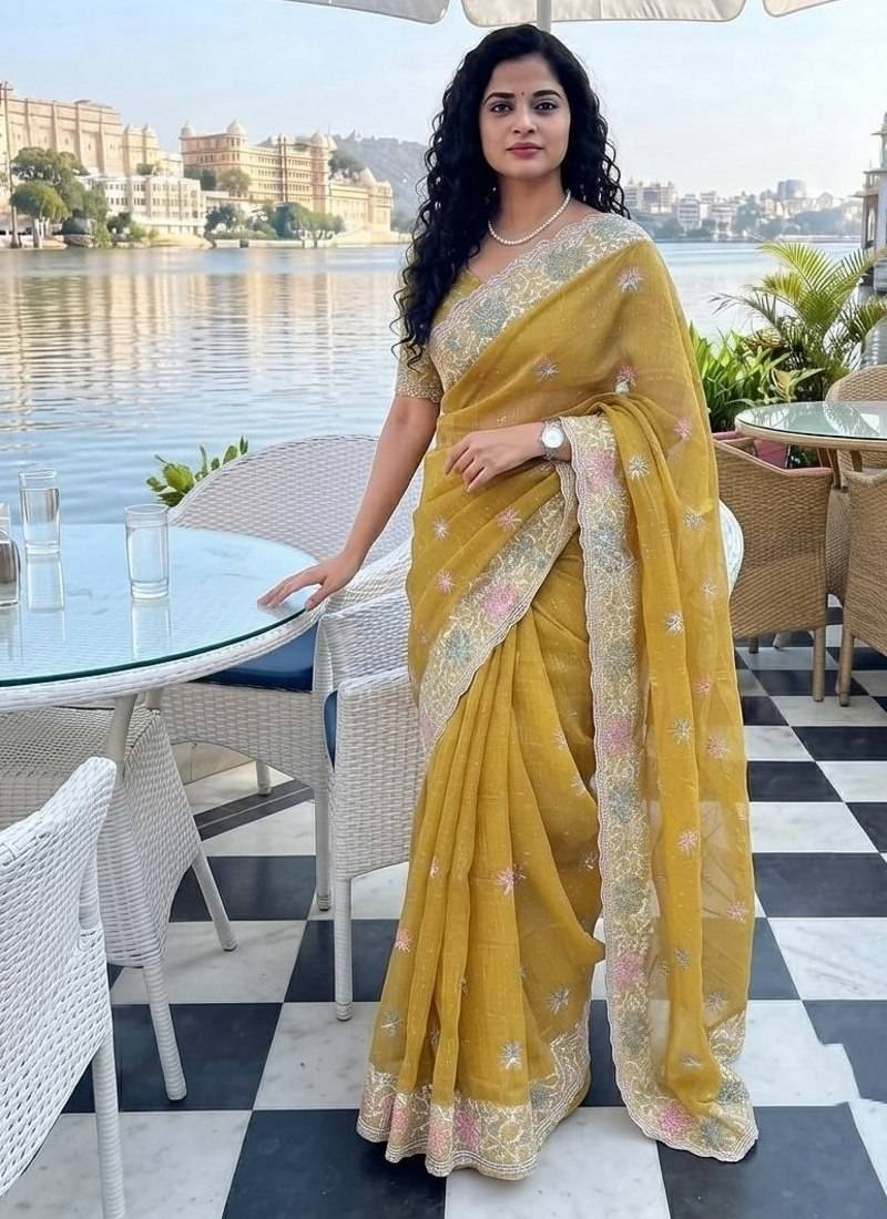 party wear soft fendy chiffon saree