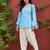 Women’s blue polka dots printed top | stylish & trendy casual top for women | elegant western wear for casual look