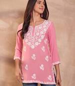 Women’s pink solid embroidered top | stylish & trendy casual top for women | elegant western wear for casual look