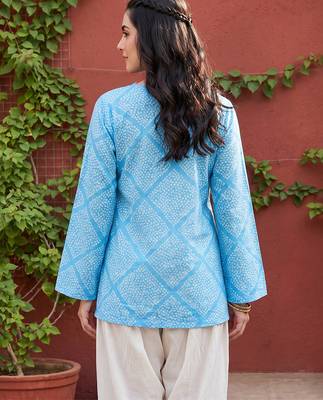 Women’s blue polka dots printed top | stylish & trendy casual top for women | elegant western wear for casual look 4