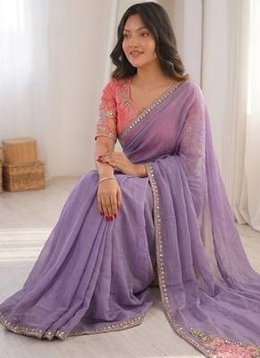 party wear soft rangoli silk blend saree 2