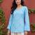 Women’s blue polka dots printed top | stylish & trendy casual top for women | elegant western wear for casual look