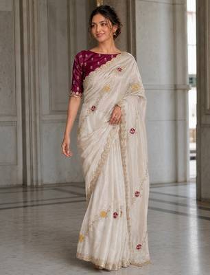 designer wedding & party wear soft fendy satin saree 1
