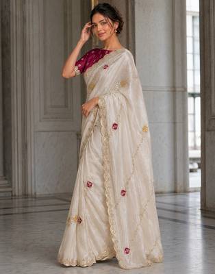 designer wedding & party wear soft fendy satin saree 2