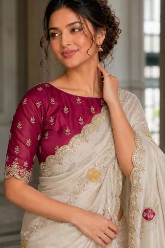 designer wedding & party wear soft fendy satin saree