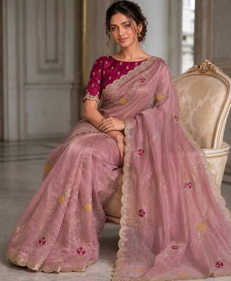 designer wedding & party wear soft fendy satin saree 2