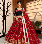 Muslin Cotton Chaniya Choli Set With Mirror Work And Lampi Lace