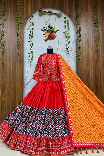Muslin Cotton Chaniya Choli Set With Digital Print And Mirror Work