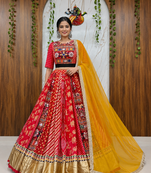 Muslin Cotton Chaniya Choli Set With Mirror Work And Georgette Dupatta