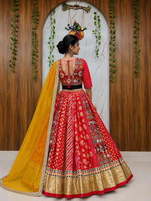 Muslin Cotton Chaniya Choli Set With Mirror Work And Georgette Dupatta 2