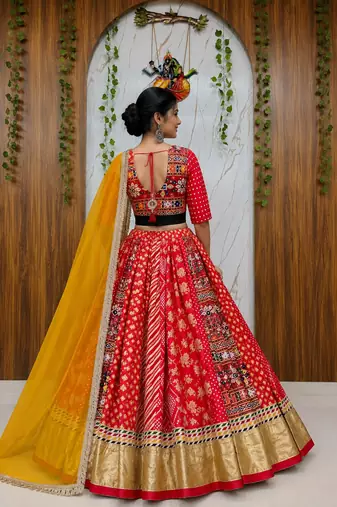Muslin Cotton Chaniya Choli Set With Mirror Work And Georgette Dupatta
