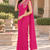 Women   s Georgette Floral Sequence With Embroidery Patch Ready to Wear Saree with Stitched Designer Sleeveless Blouse 