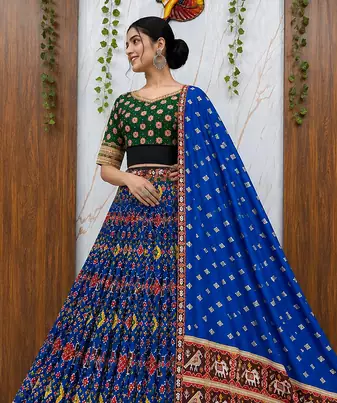 Muslin Cotton Chaniya Choli Set With Digital Print And Mirror Work