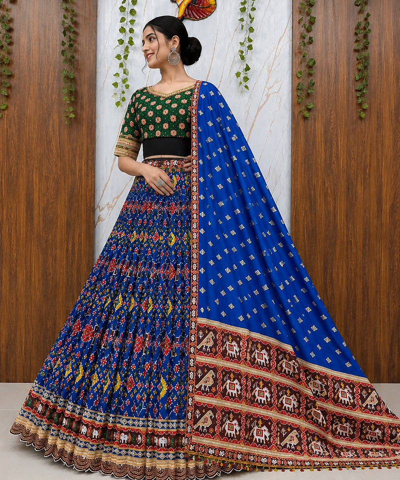 Muslin Cotton Chaniya Choli Set With Digital Print And Mirror Work
