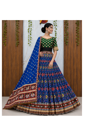 Muslin Cotton Chaniya Choli Set With Digital Print And Mirror Work 3