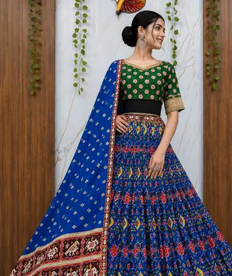 Muslin Cotton Chaniya Choli Set With Digital Print And Mirror Work