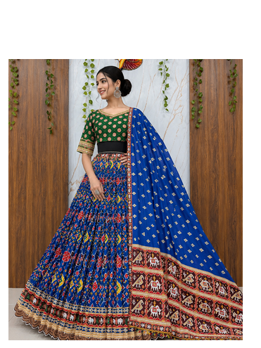 Muslin Cotton Chaniya Choli Set With Digital Print And Mirror Work 4