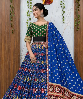 Muslin Cotton Chaniya Choli Set With Digital Print And Mirror Work