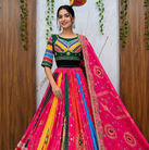 Muslin Cotton Lehenga Choli Set With Digital Print And Mirror Work