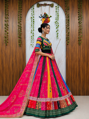 Muslin Cotton Lehenga Choli Set With Digital Print And Mirror Work 3