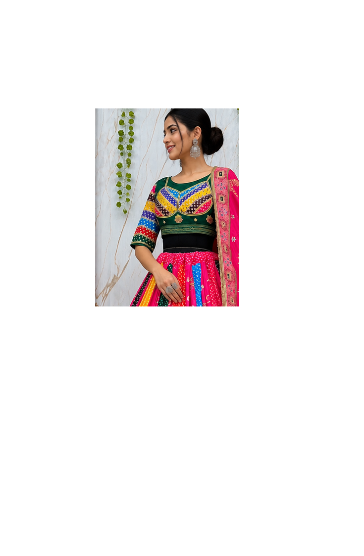 Muslin Cotton Lehenga Choli Set With Digital Print And Mirror Work 4