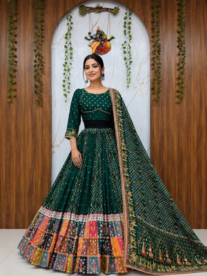 Muslin Cotton Lehenga Choli Set With Mirror Work And Fringe Lace 1