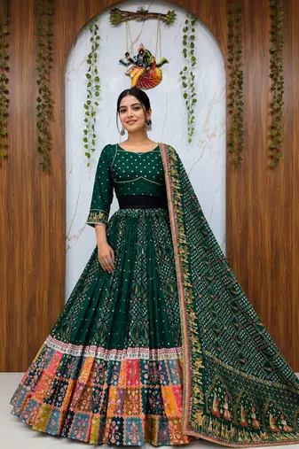 Muslin Cotton Lehenga Choli Set With Mirror Work And Fringe Lace